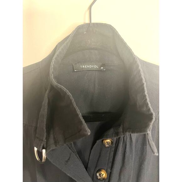 Trendyol Women's Black Long Sleeves Front Buttons Belted Jumpsuit sz. 36/XS - Picture 6 of 7